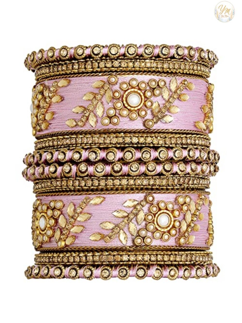 Traditional Wedding Designer Silk Thread Faux Stone Studded Bridal Bangle Set